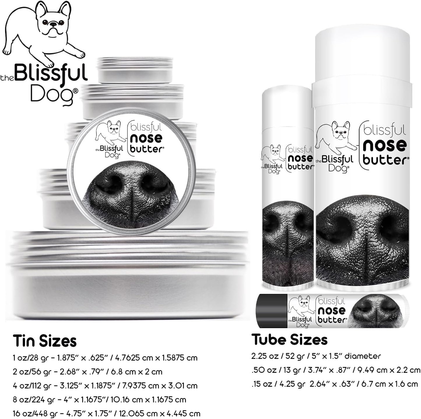 The Blissful Dog French Bulldog Black Masked Fawn Unscented Nose Butter - Dog Nose Butter, 4 Ounce