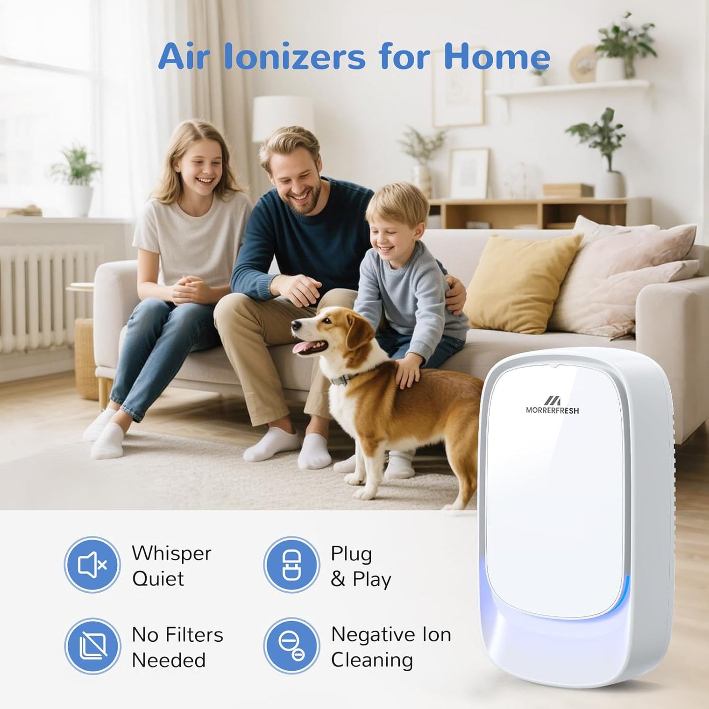 Cat Litter Deodorizer – 99% Odor Eliminator for Strong Pet Odors, Plug In Negative Ion Air Purifier for Litter Box, Home, Kitchen, Bathroom, Ozone-Free & Quiet Portable