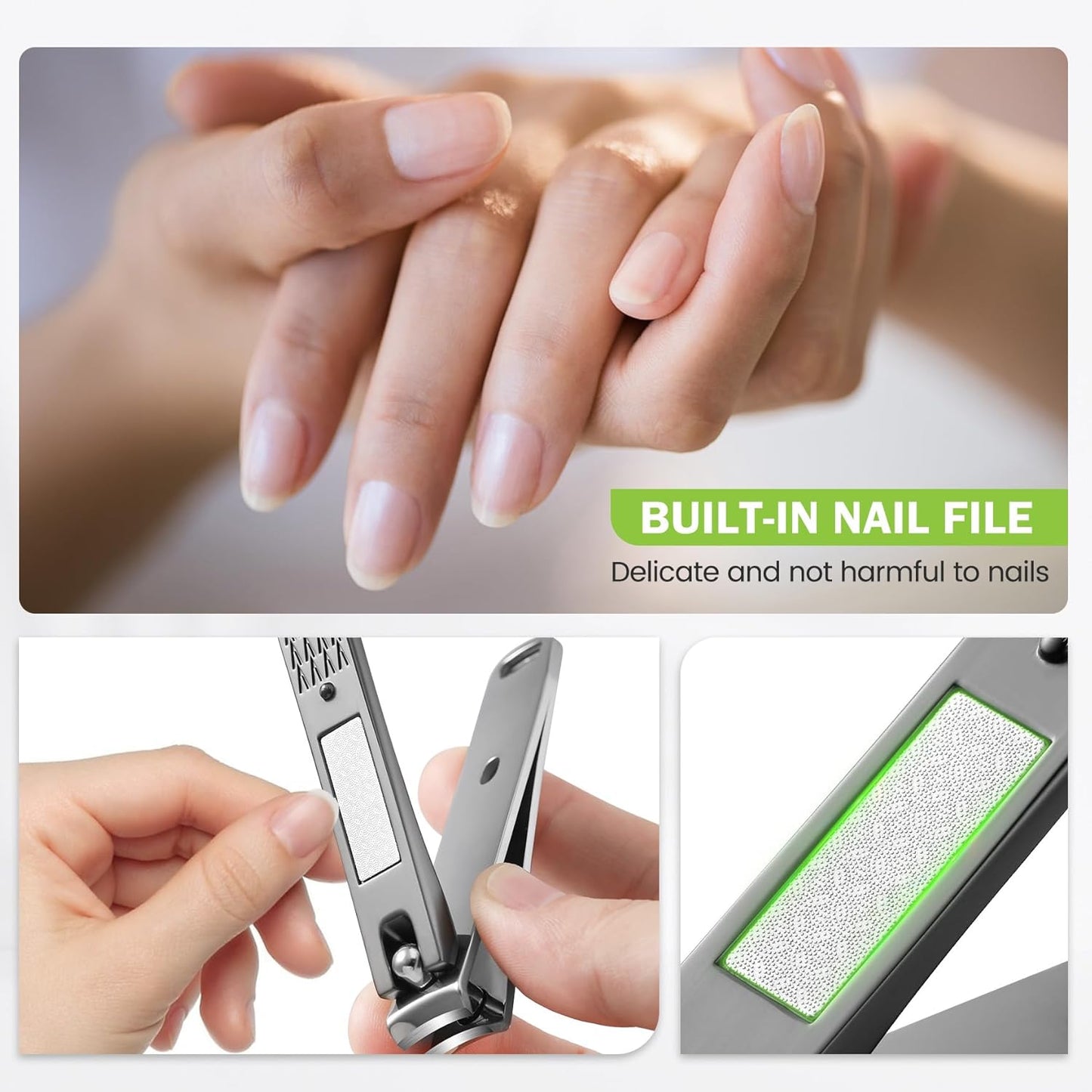 BEZOX Fingernail Clippers Set, Precision Cutting Finger Nail Clipper for Adult Men and Women, Ergonomic Design Toe Nail Cutter Trimmer