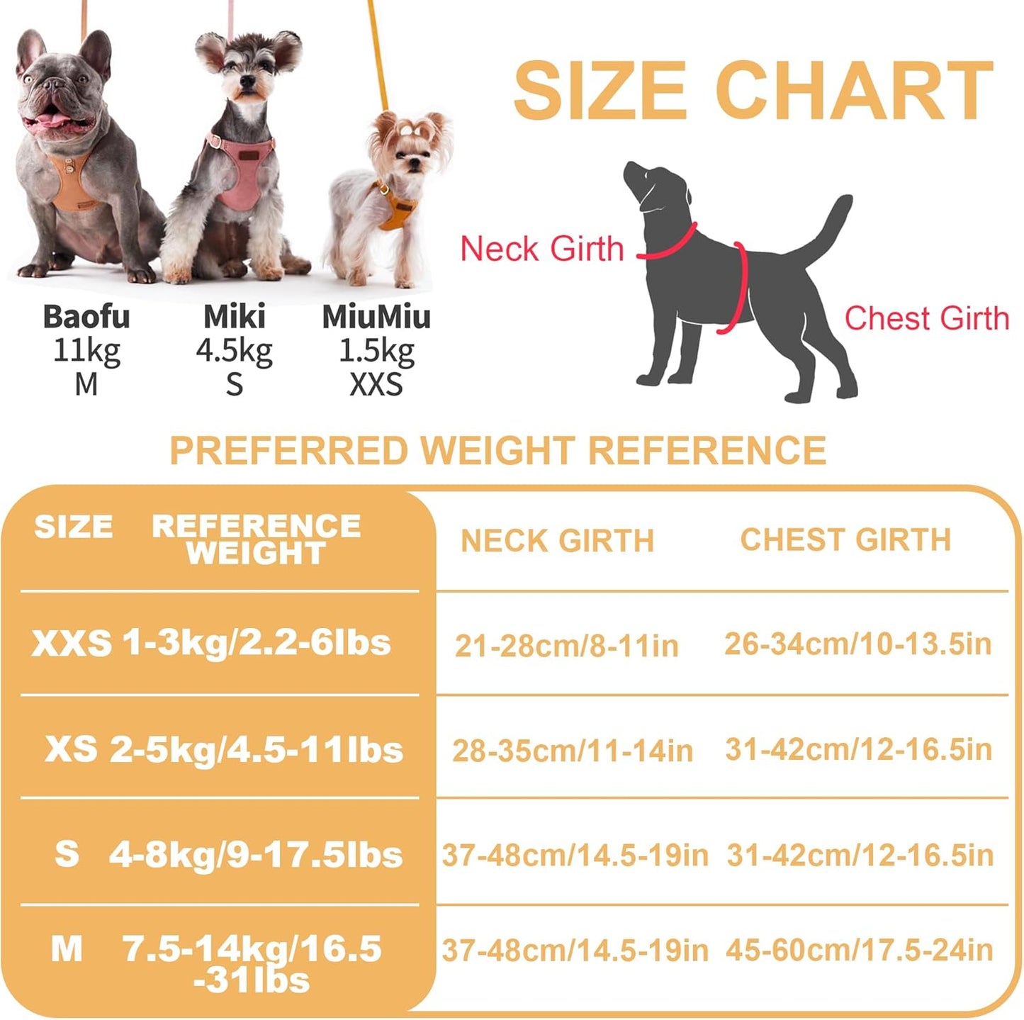 Puppytie No Pull Dog Harness with Multifunction Dog Leash,Soft Adjustable No Choke Escape Proof Pet Harness Vest for Medium Dogs or Large Dogs,Yellow,M
