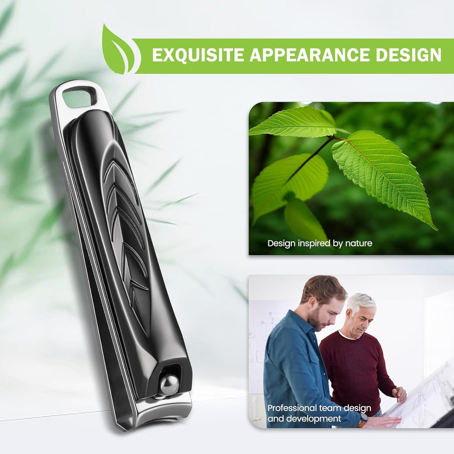 BEZOX Fingernail Clippers Set, Precision Cutting Finger Nail Clipper for Adult Men and Women, Ergonomic Design Toe Nail Cutter Trimmer