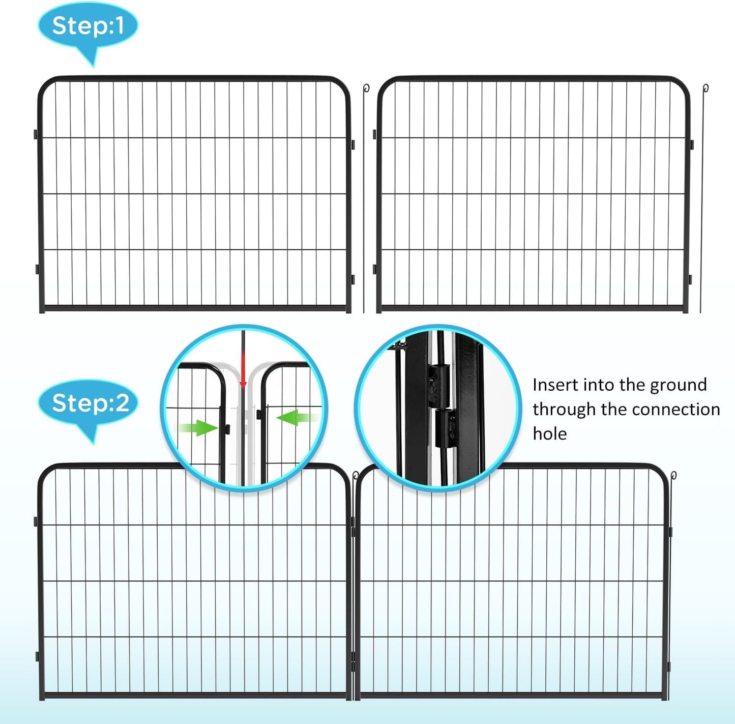 BestPet Dog Playpen Indoor 32 inch 12 Panels Metal Dog Pen Pet Dog Fence Outdoor Exercise Pen with Doors,Pet Puppy Playpen for RV Camping Yard, Black