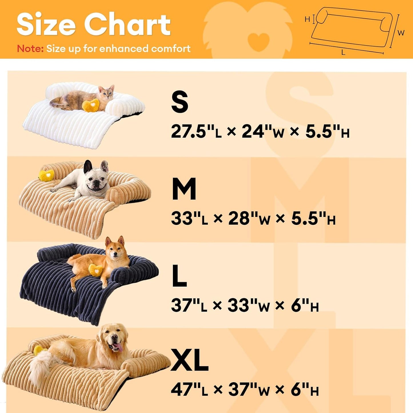 FUNNY FUZZY Pet Couch Cover for Sofa, Calming Dog Bed for Couch, Fluffy Plush Dog Couch Mat for Furniture Protector for Large Medium Small Dogs and Cats, Cream White