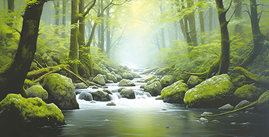 30X12IN Tropical Forest Terrarium Background, Natural Green Forest Tree Reptile Habitat Background, Misty Rainforest Aquarium Background, with 8 EVA Double-Sided Tape