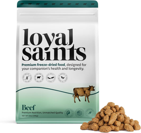 Freeze Dried Raw Dog Food - Premium Beef Flavor with High Protein and Grain Free Dog Food for Small or Large Breeds and Picky Eaters - Versatile as Meal Topper, Snack, and Treats, 14 Oz