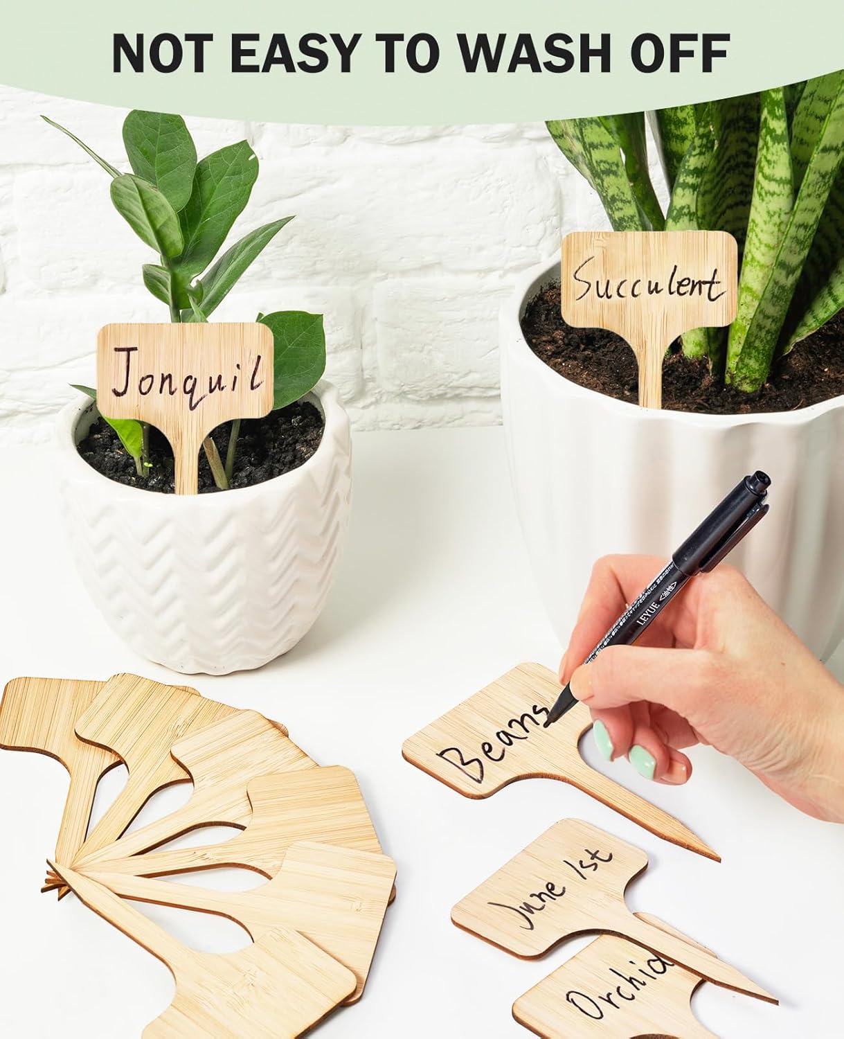 Homenote Bamboo Plant Labels 60Pcs Plant Tags for Seedlings T-Type Tags for Plants Outdoor Garden Markers Vegetable Seedling（2.36 * 4“