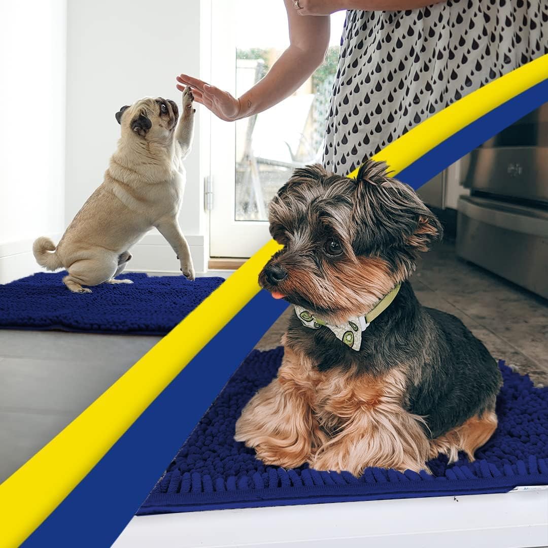 Muddy Mat® Shown on TV – Super Absorbent Door Mat Indoor, Microfiber Quick Dry Chenille Entryway Rug, Non-Slip Front Door Mat, Indoor Mats for Entryway, Machine Washable Pet Rug, Navy Blue 36"x60"