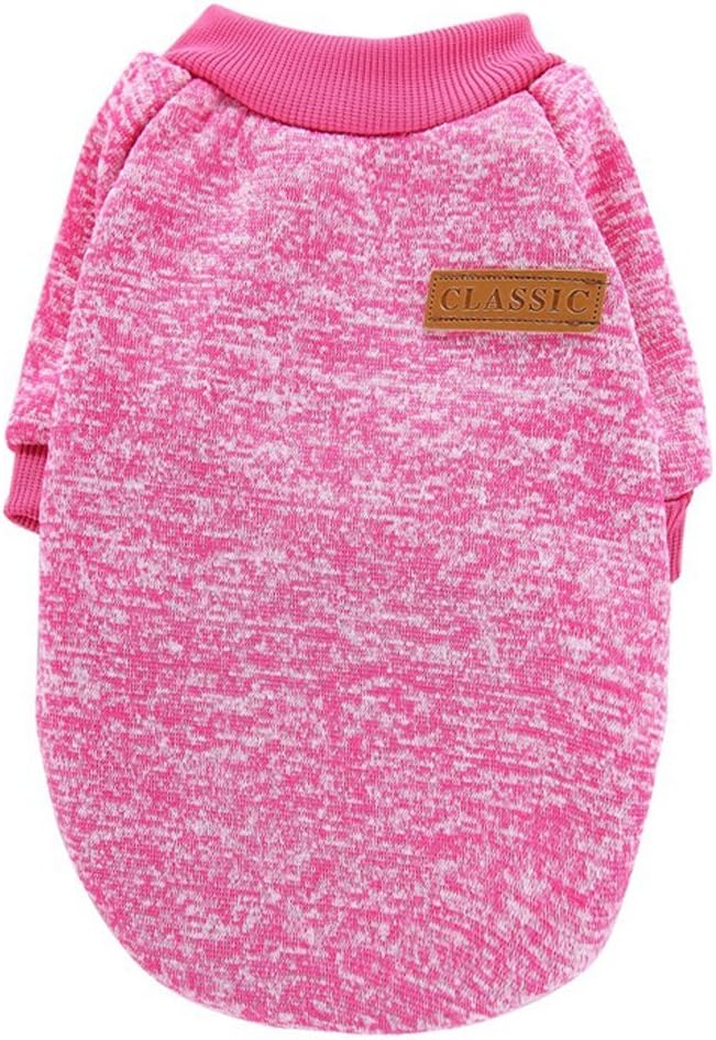 Jecikelon Dog Clothes Dogs Sweater Soft Puppies Clothing Winter Puppy Sweaters Warm Outfit for Dogs Small XXS XS Cat Apparel (Rose red, S)