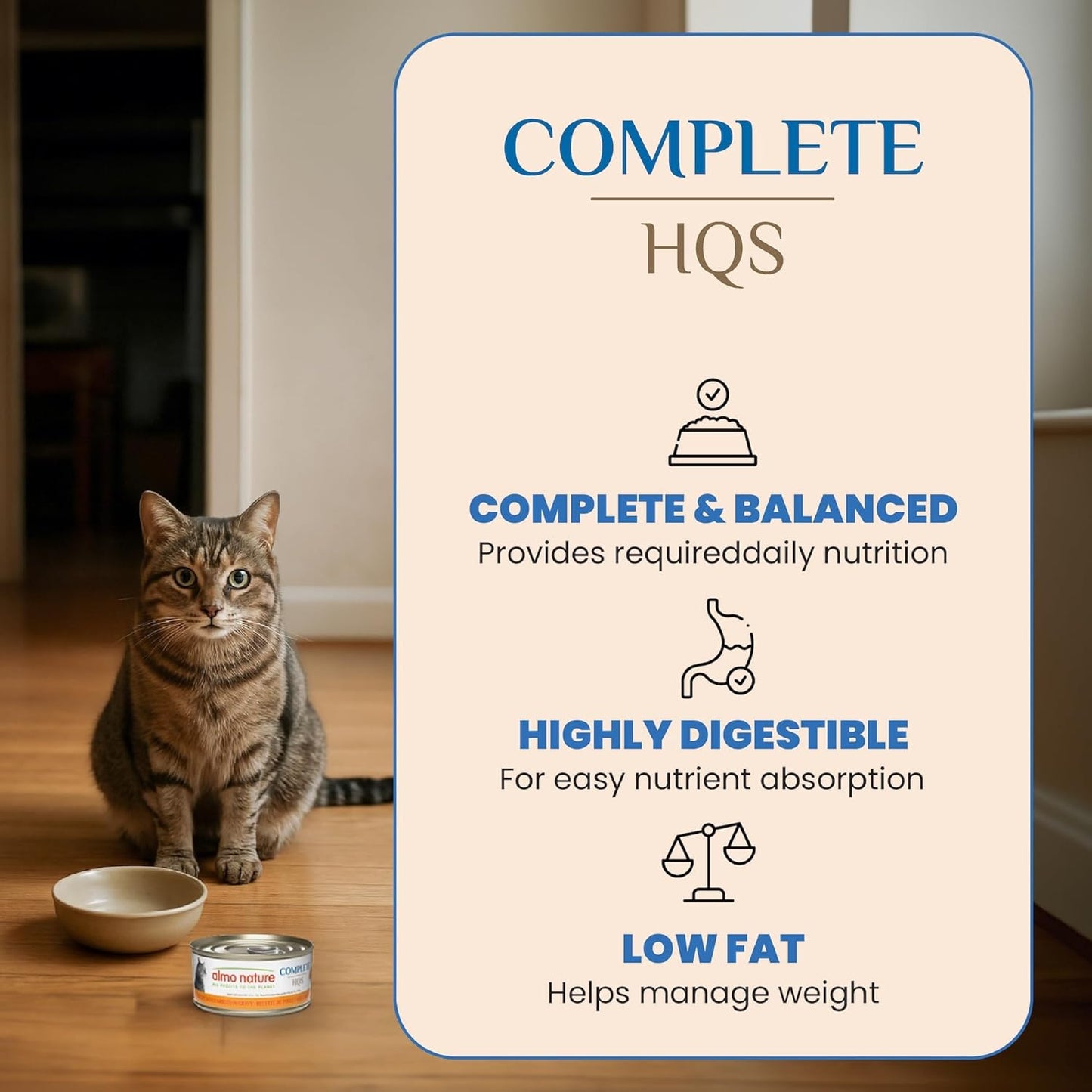 almo nature Wet Cat Food HQS Complete Land and Sea - Variety Pack Grain Free, Highly Digestible, Hormone Free, Preservative Free, 2.47-oz 24 Pack