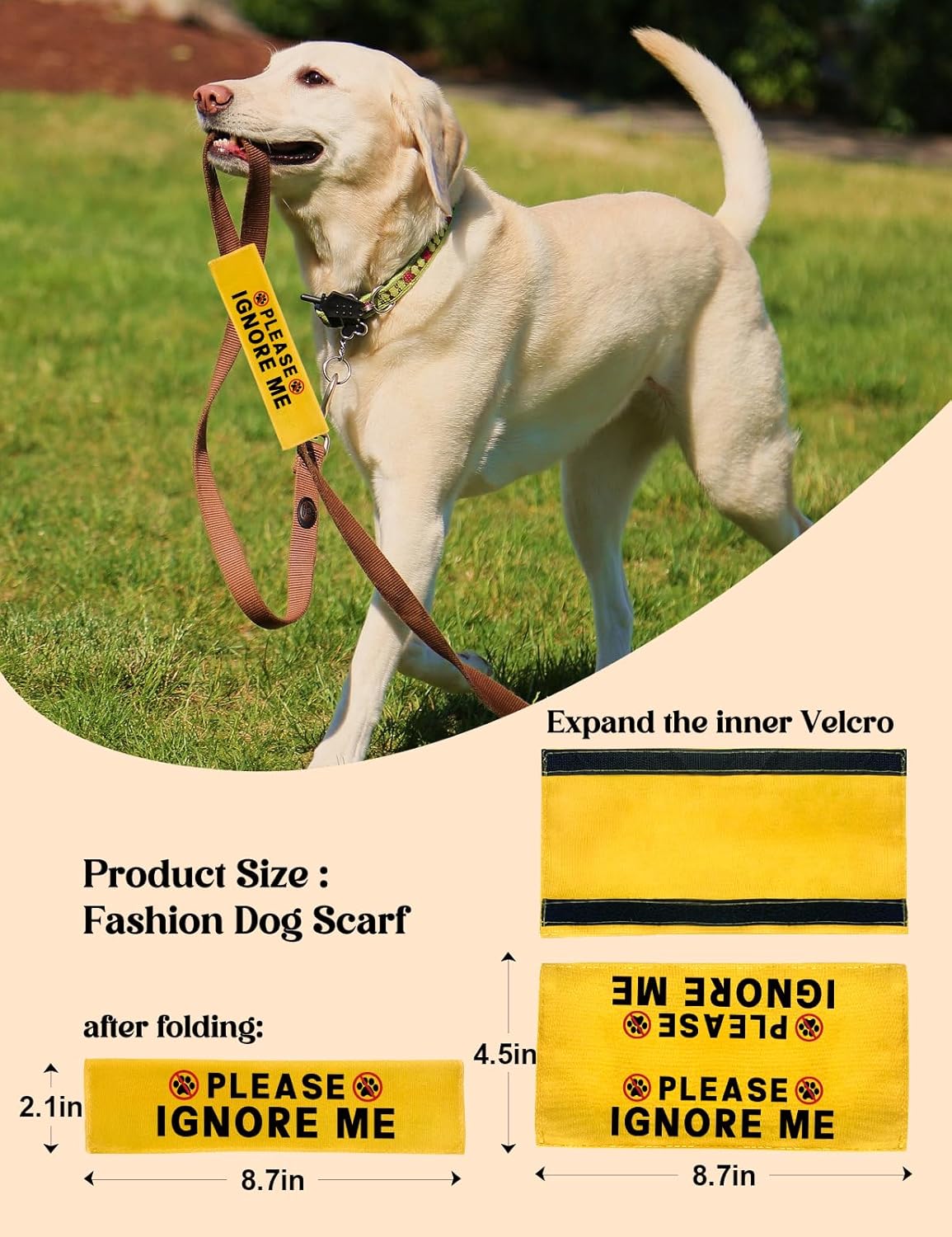 Please Ignore Me Dog Leash Sleeve, Funny Yellow Alert Hanging ID Patch Tag, Do Not Pet in Training Leash Wrap, Pet Birthday Gifts for Dog Owners