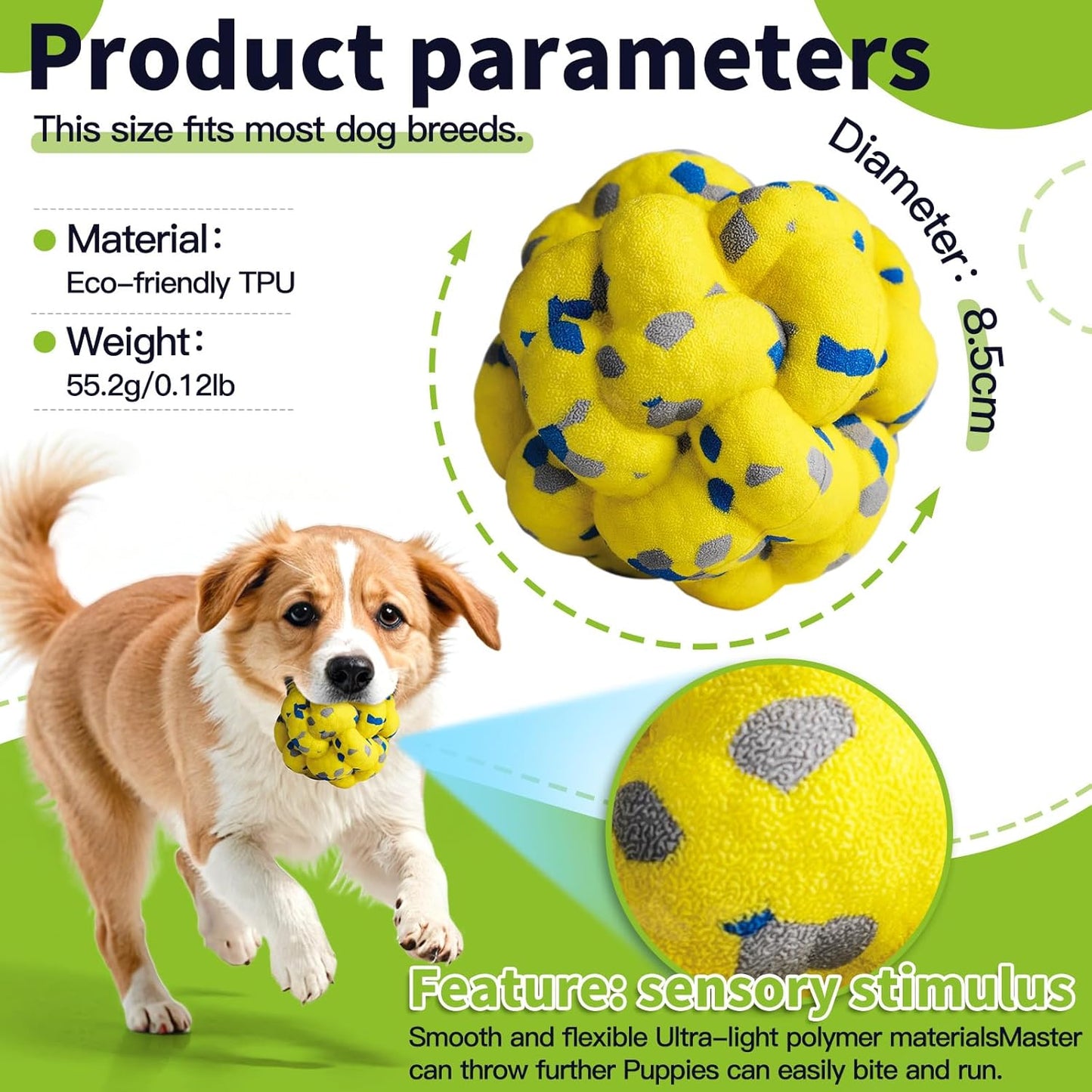 Upgrade Dog Balls Interactive Toys for Aggressive Chewers, Indestructible Tennis Durable Bouncy for Fetch Game, Lightweight Floating, Yellow