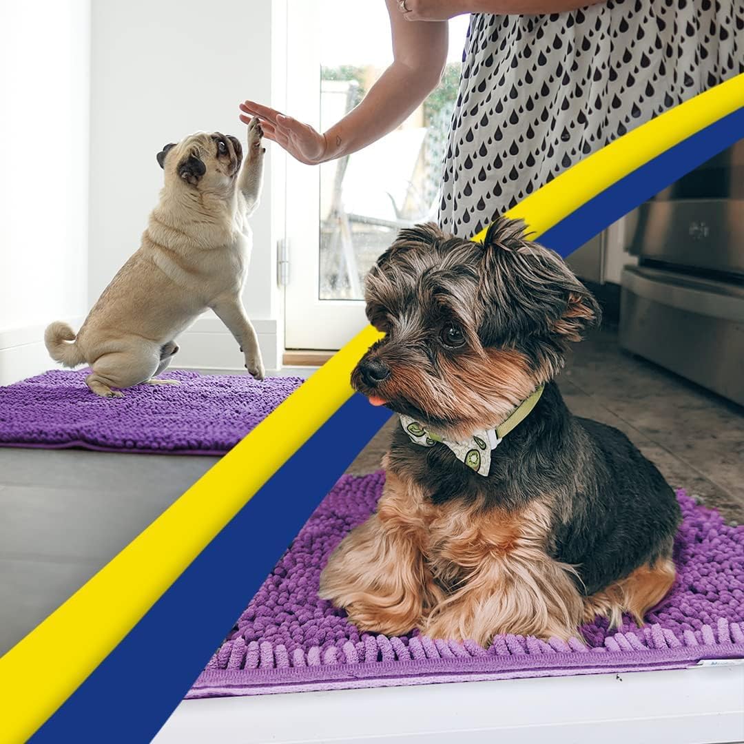 Muddy Mat® Shown on TV – Super Absorbent Door Mat Indoor, Microfiber Quick Dry Chenille Entryway Rug, Non-Slip Front Door Mat, Indoor Mats for Entryway, Machine Washable Pet Rug, Purple 24"x36"