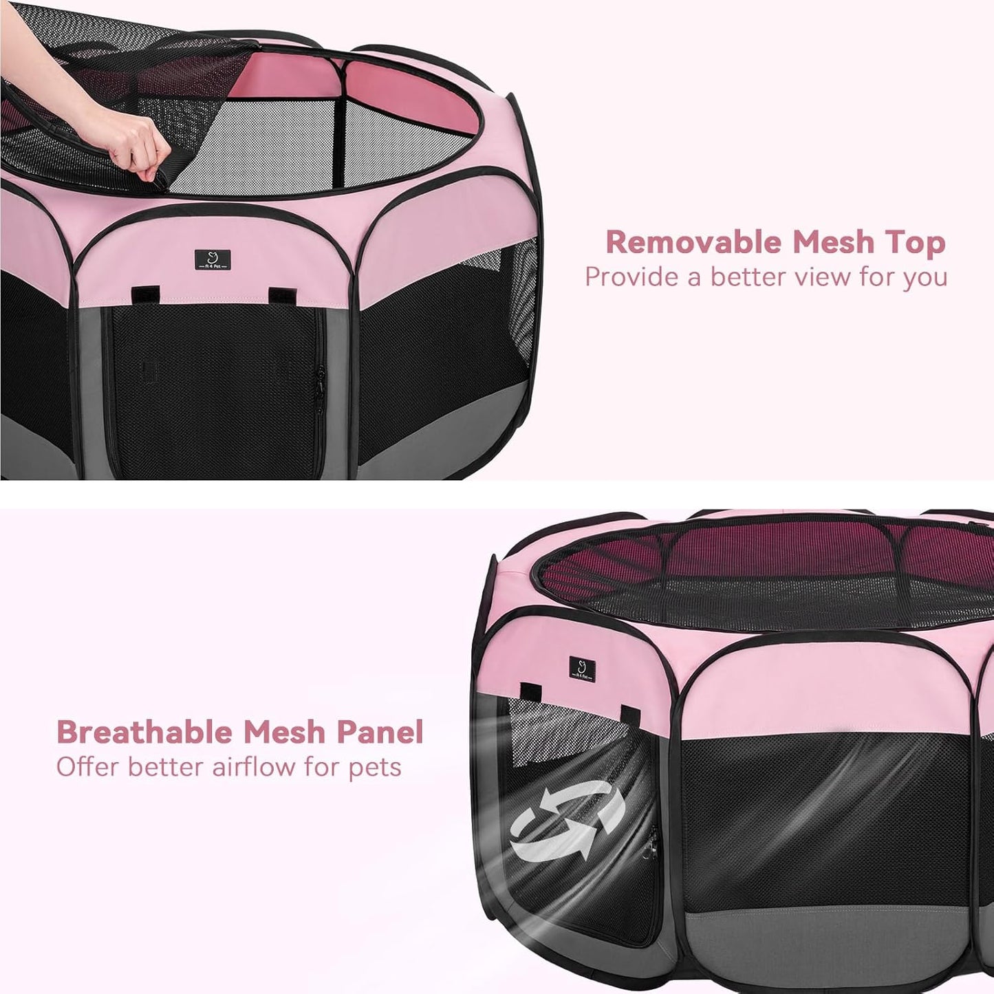 A4Pet Playpen for Dogs Indoor, 49” Dog Playpen Indoor with Bowl, Suitable for Puppies, Kittens, and Small Animals, Removable Zipper & Mesh Panel(19”W × 12”H)