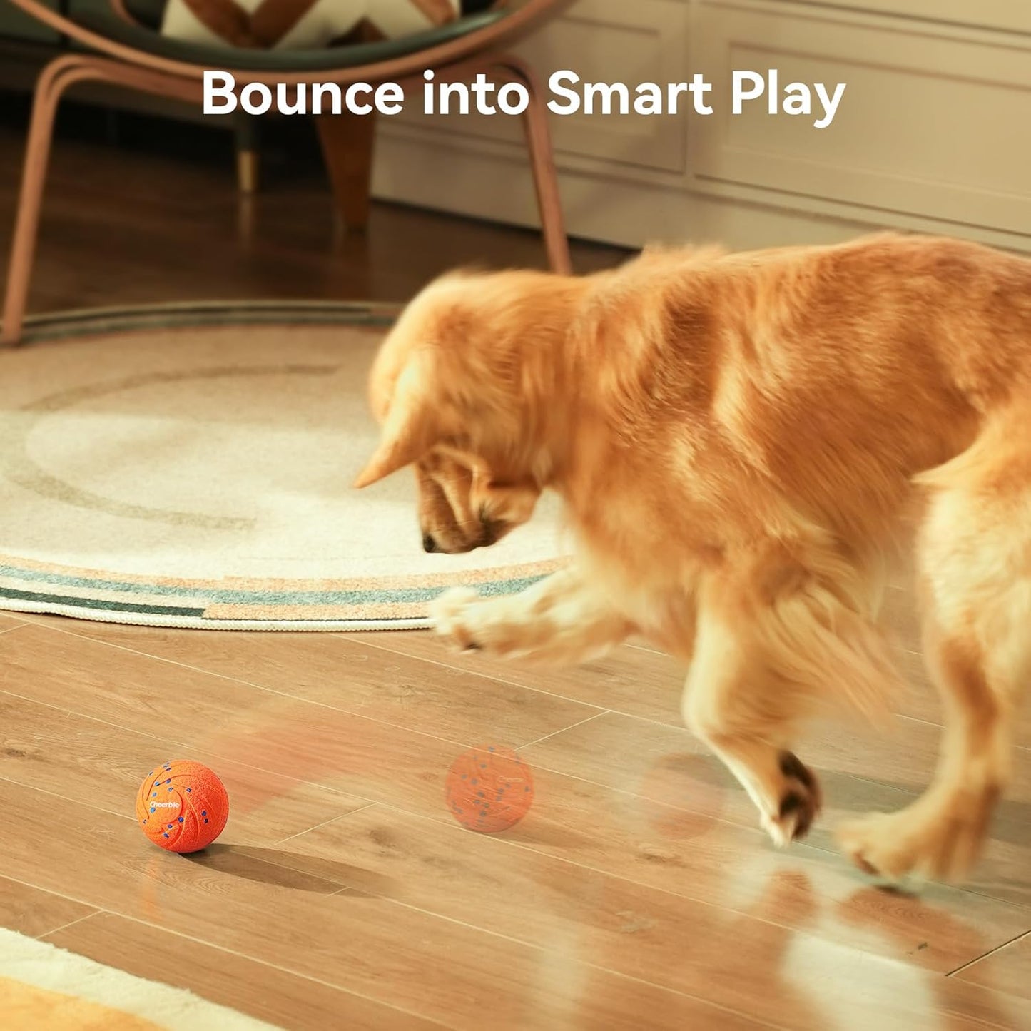 Cheerble Smart Interactive Dog Toy, Wicked Ball AIR, Automatic Moving, Bouncing, Rotating, IPX7 Waterproof Rating, Active Rolling Ball for Medium and Large Dogs