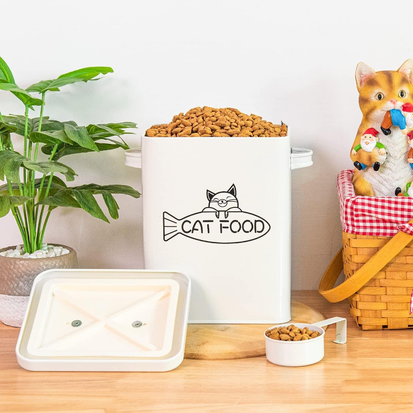 Dog and Cat Food Storage Container, Farmhouse Pet Food Containers with Lid and Dry Food Scoop, Durable Airtight Great Gift for Pet Owners
