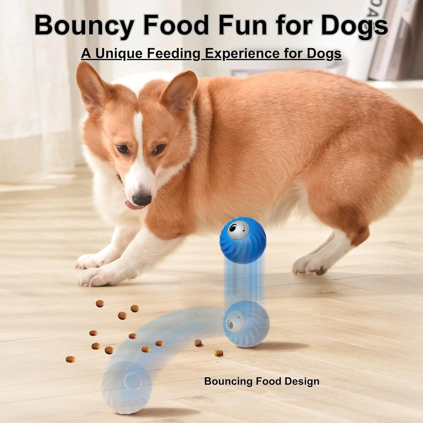 Zoomie Buddy 2.0, Zoomie Buddy for Dogs, 2 in 1 Smart Touch Interactive Dog Balls ＆ Pet Feeder, 2.83" Diameter, Suitable for Small/Medium Dogs, with Fruit Plush Cover (Blue, Pineapple)