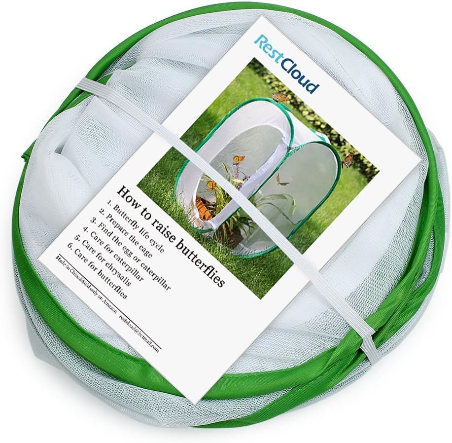 RESTCLOUD Insect and Butterfly Habitat Cage Terrarium Pop-up 23.6 Inches Tall