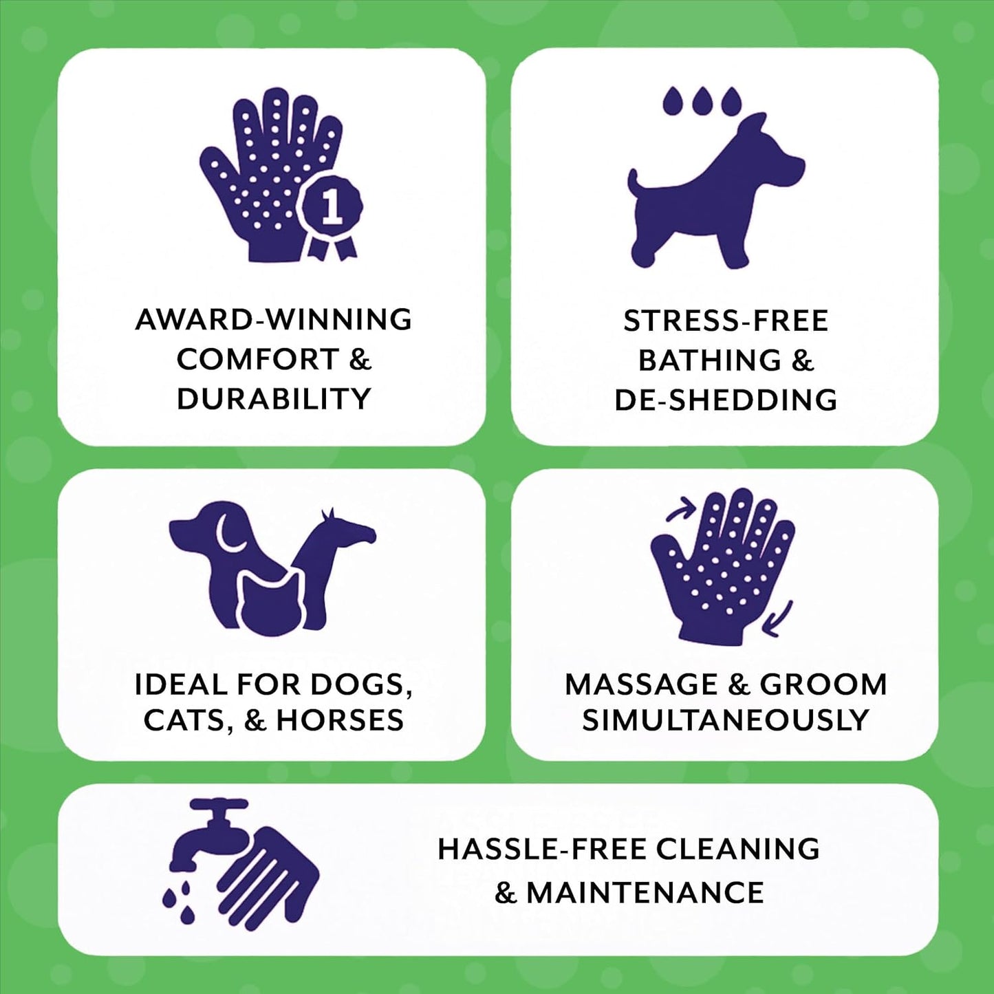 H HANDSON Pet Grooming Gloves - Patented #1 Ranked, Award Winning Shedding, Bathing, & Hair Remover Gloves - Gentle Brush for Cats, Dogs, and Horses (Grey, Large)