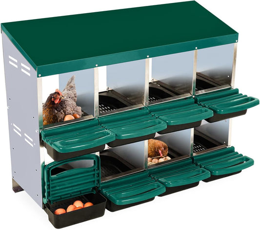 Chicken Nesting Box, 8 Hole 2 Layer Hen Nest Boxes, Nesting Boxes for Chickens, Roll Away Eggs Laying Boxes,Cleanable Pull Out Hen Roosting Boxes