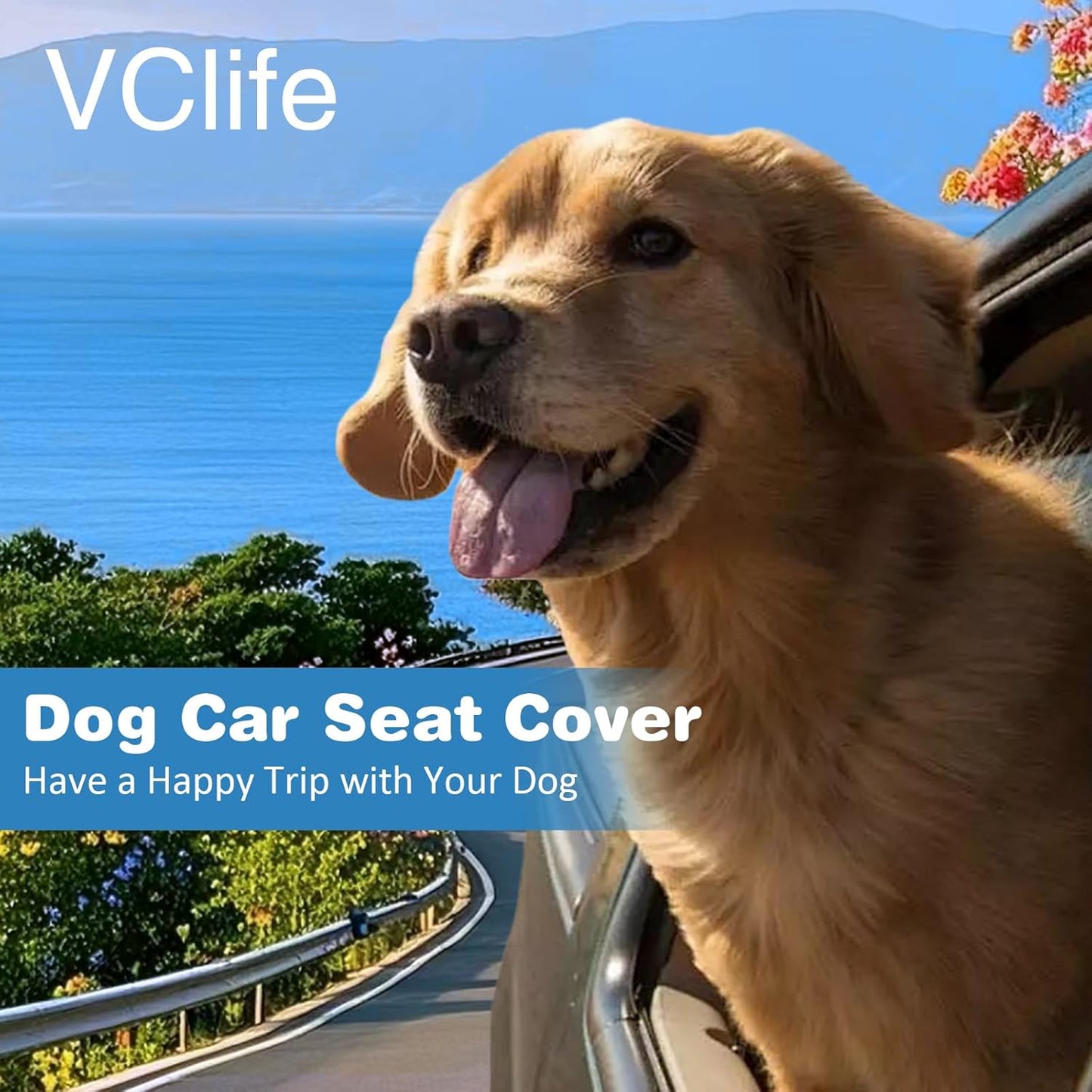 VClife Car Back Seat Cover for Dog, Non Slip Pet Bed Mat Washable Backseat Extender Cushion, Furry Dog Cat Travel Blanket Bed Modern White Black Plaid Bed, 51"×23.6"