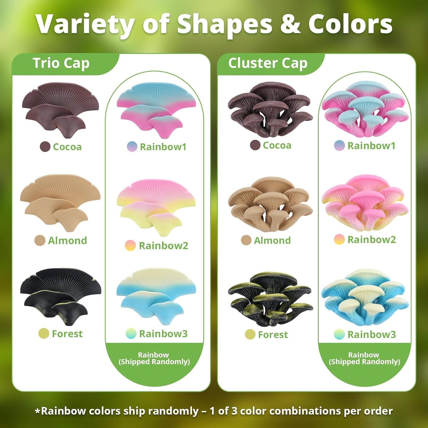 Mushroom Decor for Reptile Tank, Fish Tank, Pet-Safe Bearded Dragon Tank Accessories, Realistic Terrarium Plants for Leopard Geckos, Crested Geckos, Tree Frogs, Snakes (Cocoa, Trio Cap)