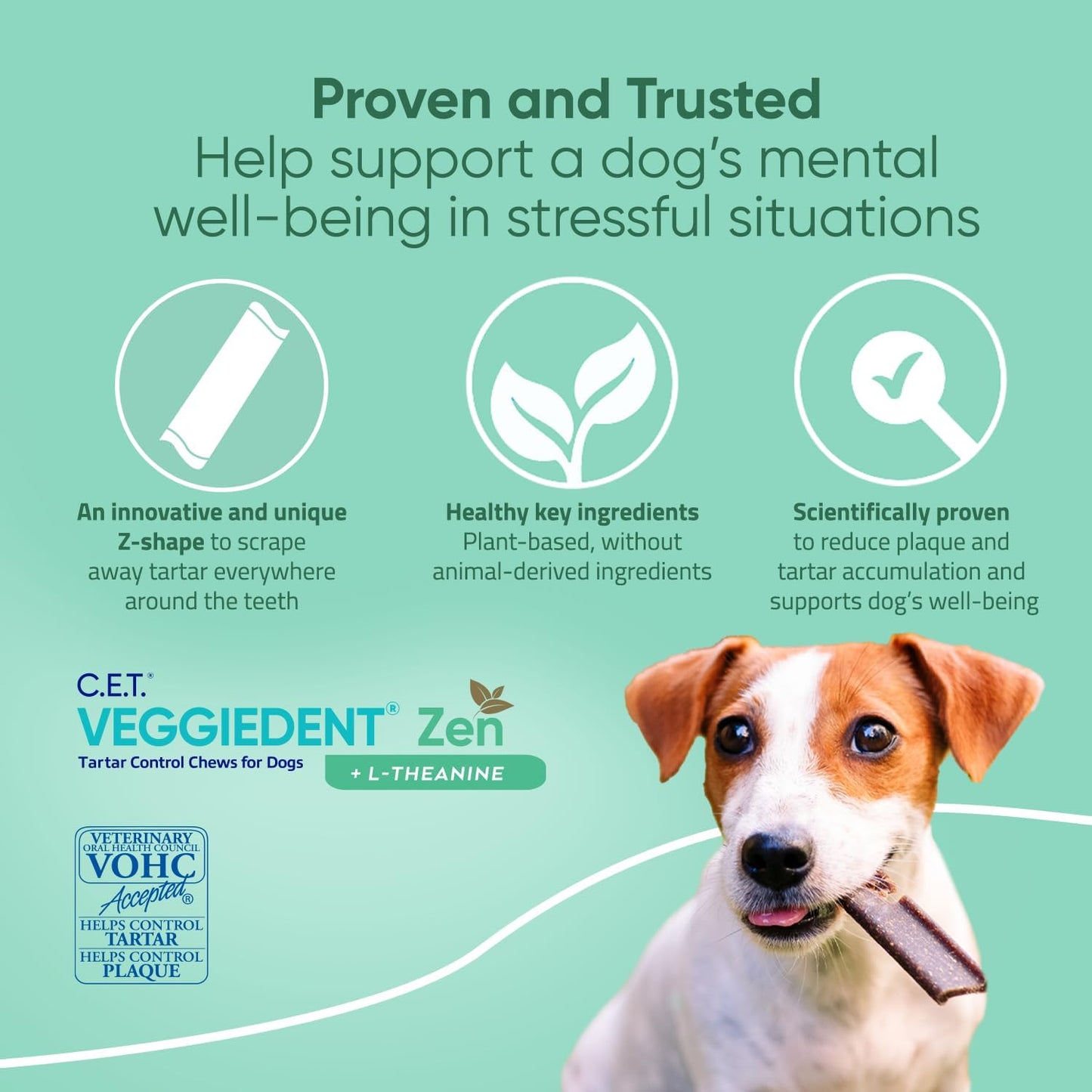 Virbac C.E.T. VEGGIEDENT Zen Tartar Control Chews for Dogs - Small
