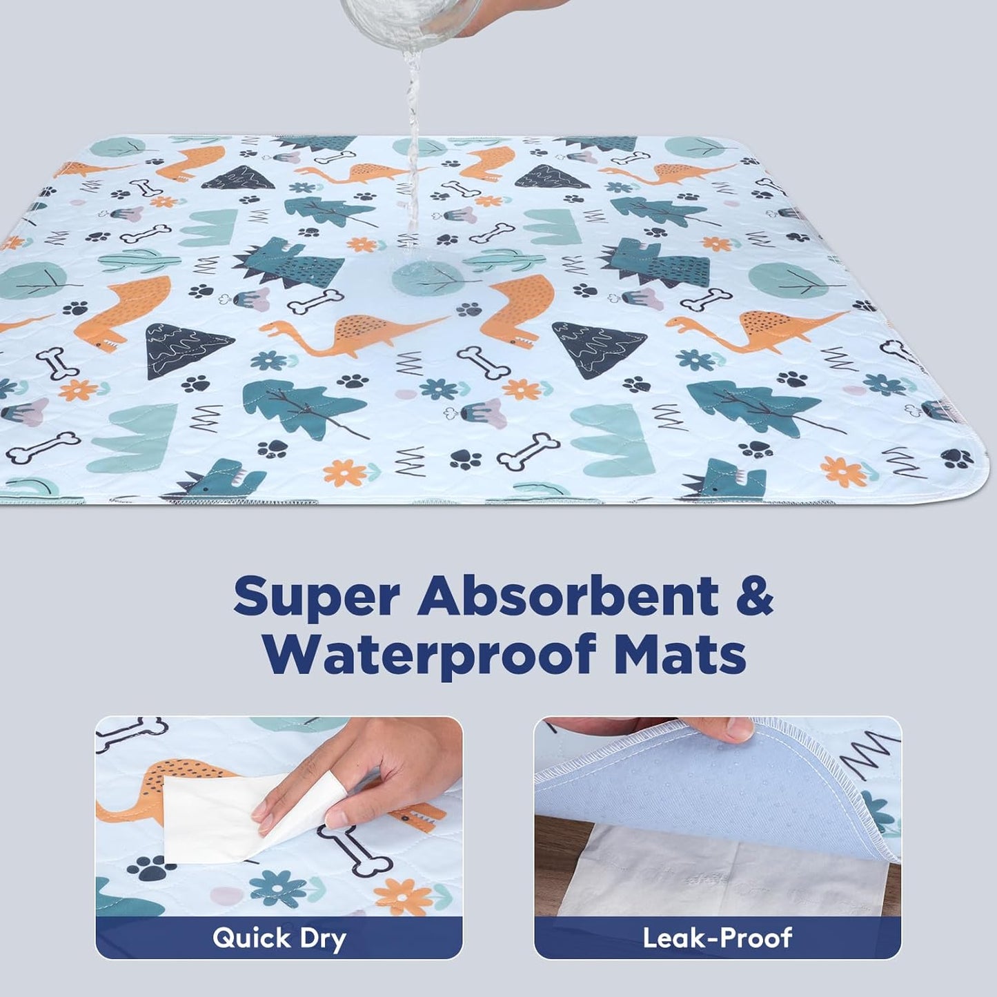 Washable Pee Pads for Dogs, Extra Large 60"x48" Super Absorbent Reusable Training Dog Pads, 100% Waterproof Non-Slip Dog Pee Pads Whelping Pads Dog Playpen Pads Extra Dog Pads Dog Mat Pet Pads