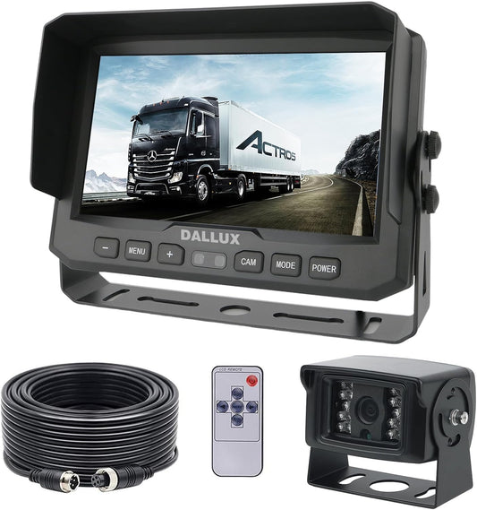 7" 1080P AHD Wired Reverse Rear View Backup Camera System, Waterproof Rearview Reverse Camera 130 Degree Wide Angle Night Vision 4 PIN Cam System for Tractor/Truck/Excavator/Caravan/Skid Steer/RV