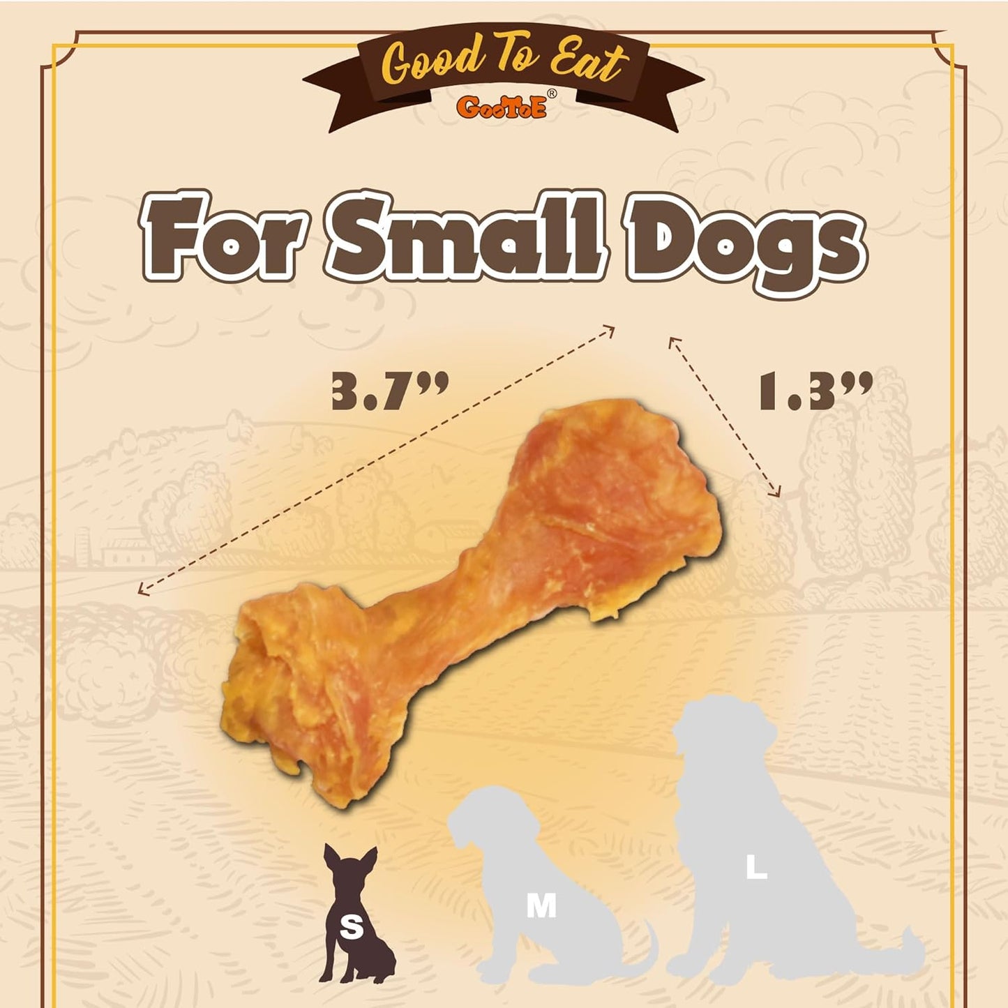 Gootoe Turkey Tendons for Dogs – All-Natural, Hypoallergenic Dog Treats, Rawhide Alternative, Long Lasting Puppy Chews, Healthy Dog Treats for Small Breeds, Bone (S), 16 oz Pack (1 lb)