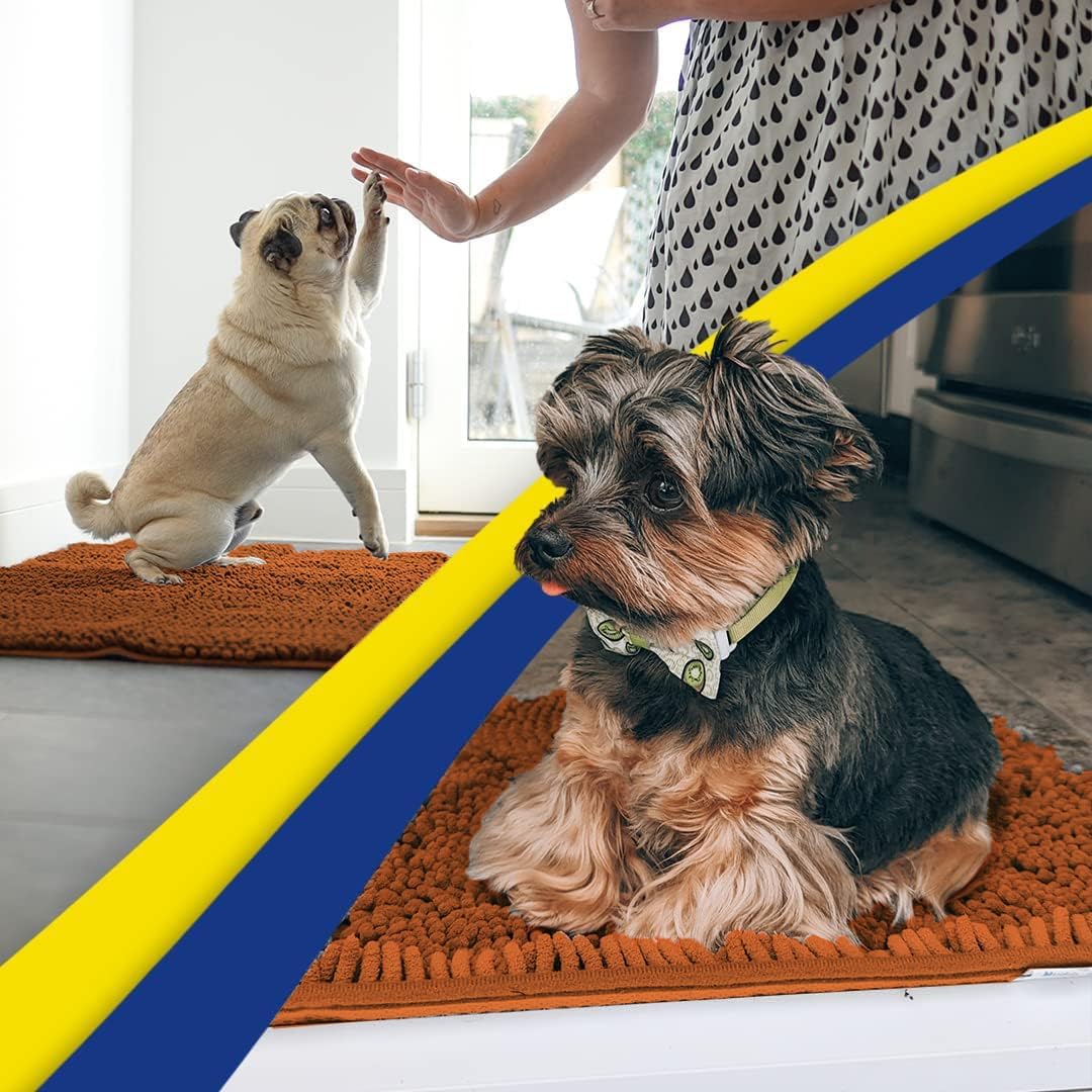 Muddy Mat® Shown on TV – Super Absorbent Door Mat Indoor, Microfiber Quick Dry Chenille Entryway Rug, Non-Slip Front Door Mat, Indoor Mats for Entryway, Machine Washable Pet Rug, Orange 36"x60"