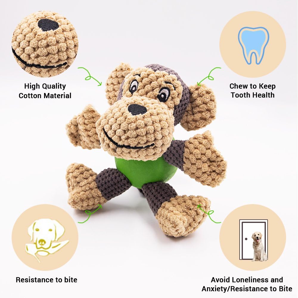 Raffaelo Dog Toys, Puppy Toys, Stuffed Teething Cleaning Chew Toys, Plush Interactive Dog Toys to Keep Them Busy with Squeaky, Training Reward Gift - (5.9-6.3")