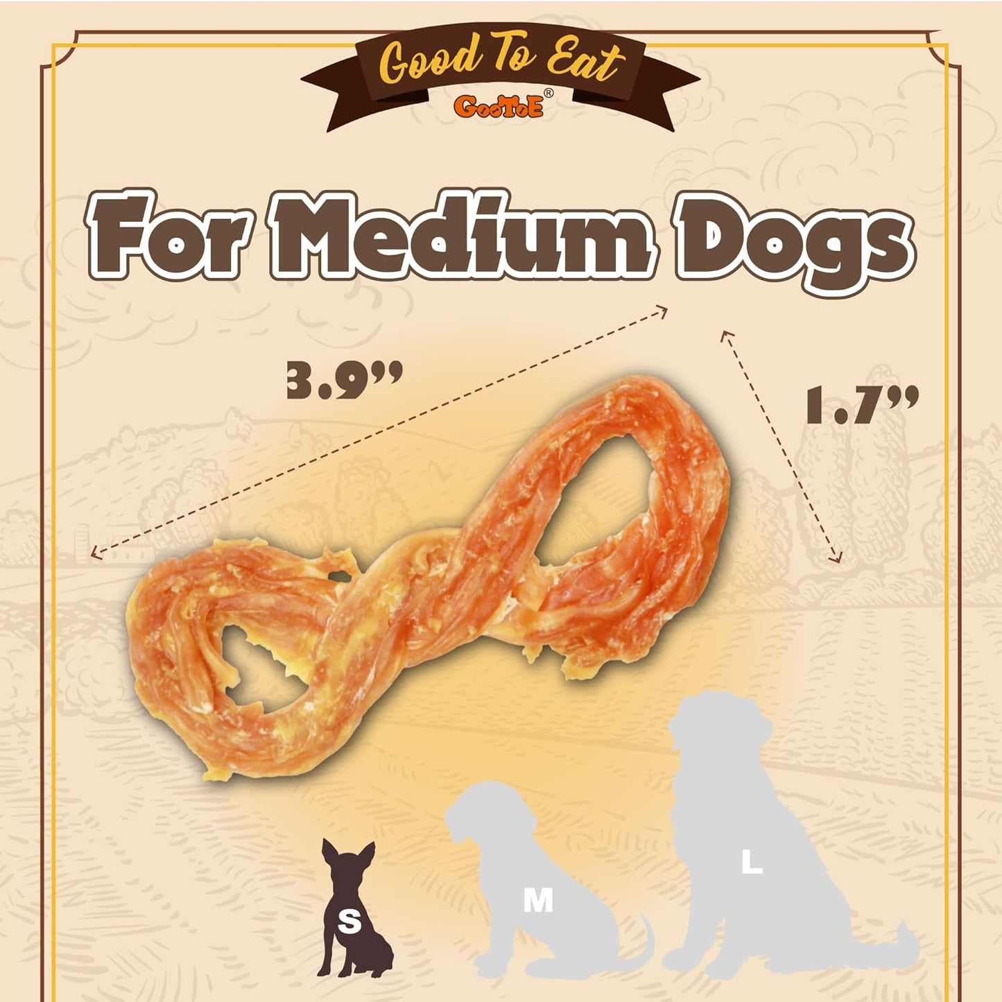 Gootoe Turkey Tendons for Dogs – All-Natural, Hypoallergenic Dog Treats, Rawhide Alternative, Long Lasting Puppy Chews, Healthy Dog Treats for Small Breeds, Rope (S), 16 oz Pack (1 lb)