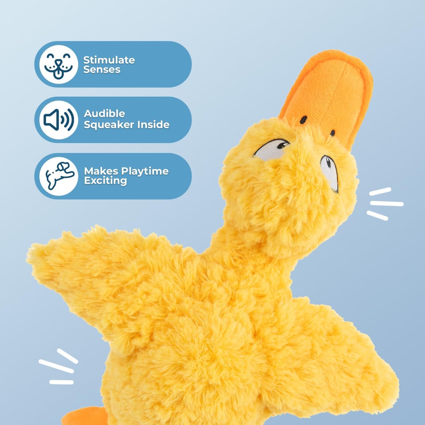 Best Pet Supplies Interactive Squeaky Dog Chew Toy, Ideal Dog Toys for Chewers, Small, Medium & Large Dogs, and Fetch Lovers - Ducky Doodle (Yellow), Large