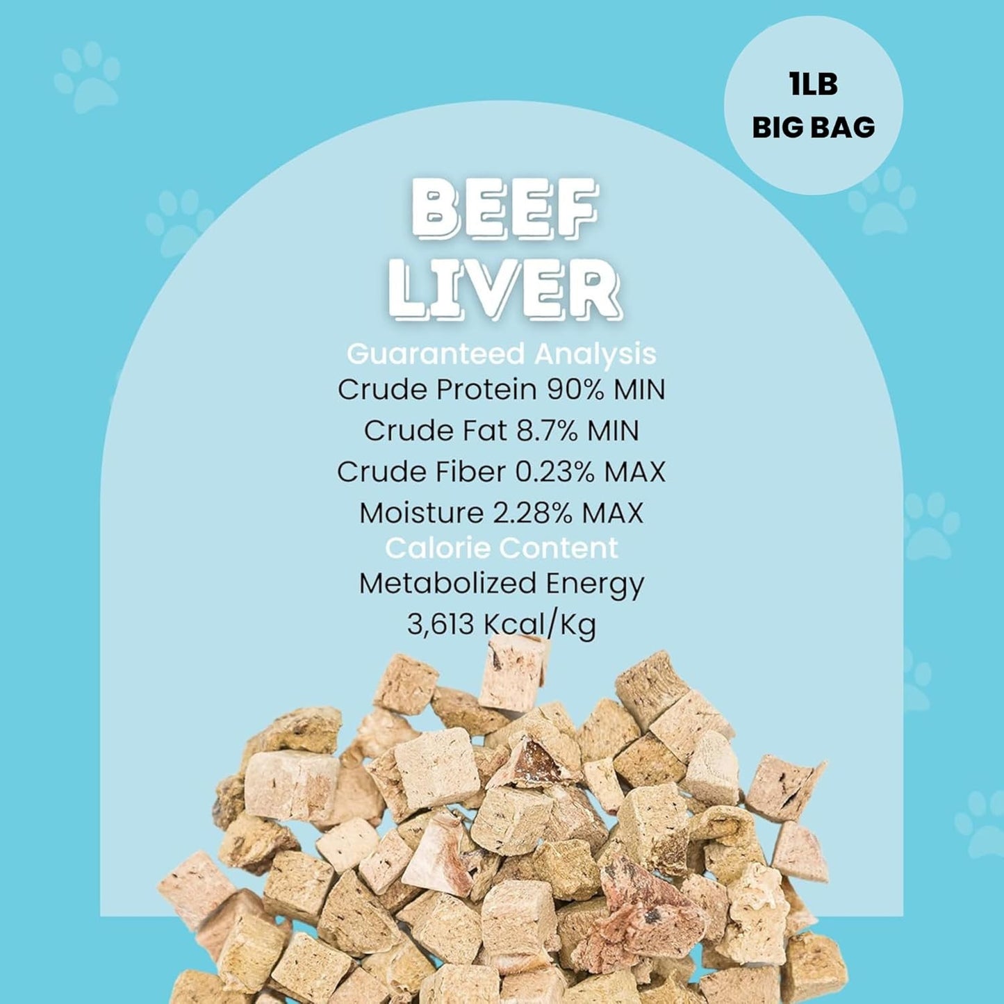 hotspot pets Freeze Dried Beef Liver Treats for Cats & Dogs - 1LB Big Bag- Made in USA,Single Ingredient, All Natural Grain-Free Beef Liver- Perfect for Training, Topper or Reward Snack