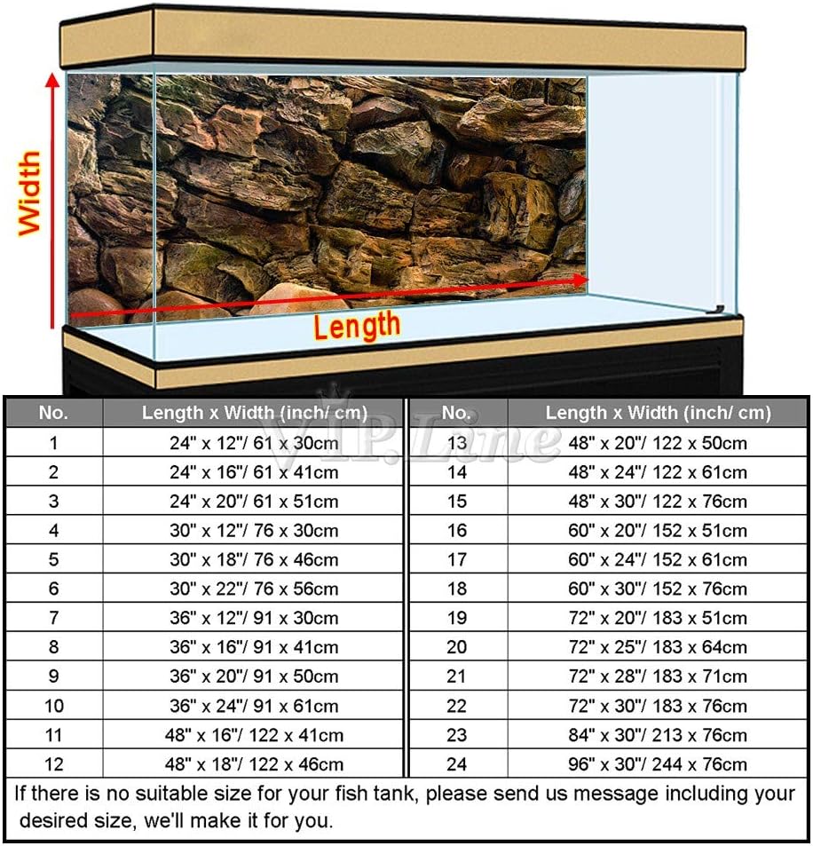 Rock Wall Aquarium Background Poster PVC Fish Tank Decor Landscape 24 36 48 72 (48" x 16"/ 122 x 41cm)