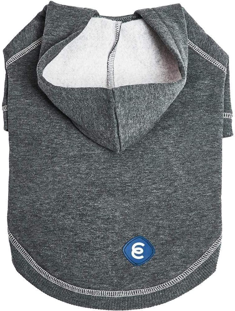 Blueberry Pet Essentials Soft & Comfy Better Basic Cotton Blend Dog Hoodie Sweatshirt in Charcoal Grey, Back Length 24", Pack of 1 Jacket for Dogs