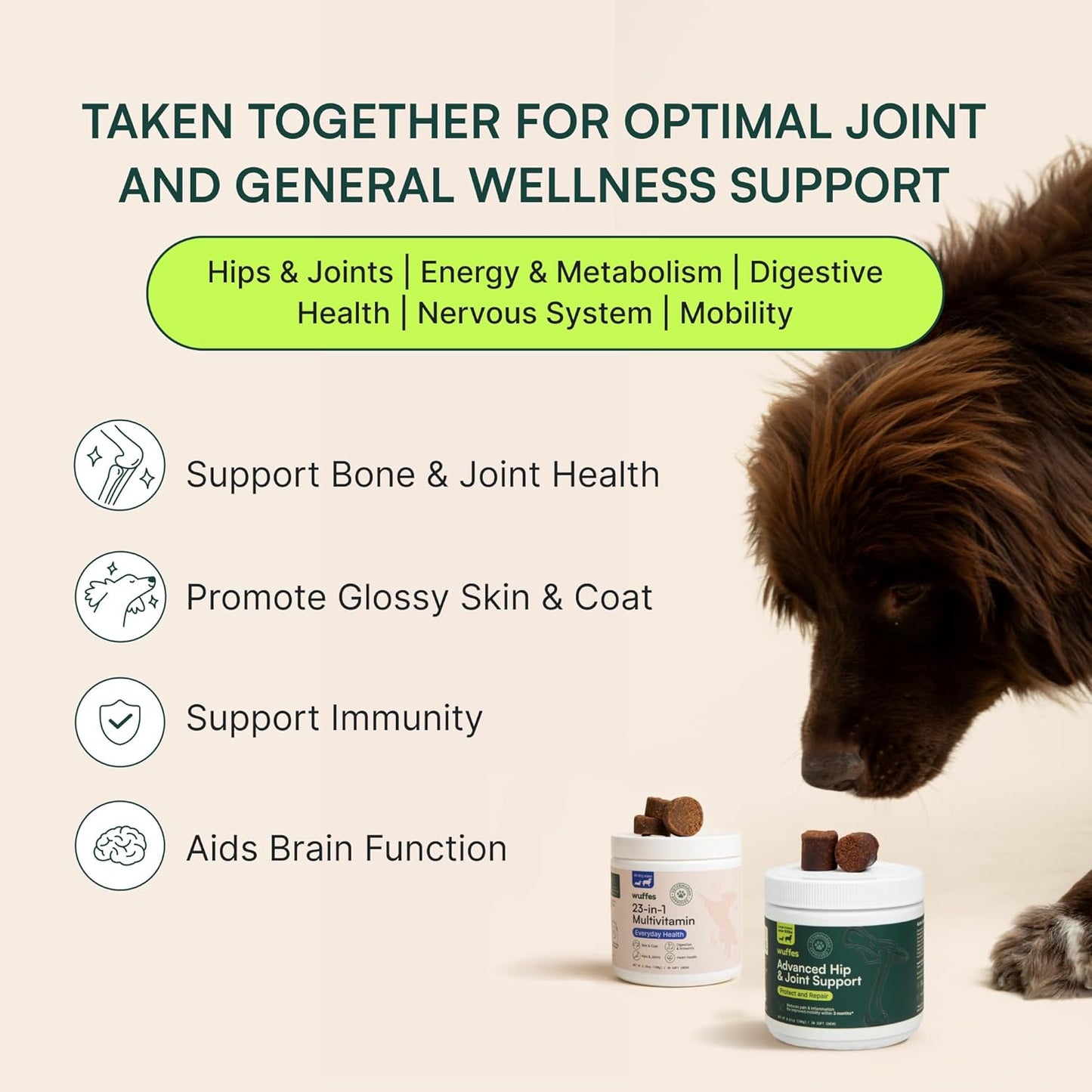 Wuffes 23-in-1 Chewable Dog Multivitamin&Supplements Bundle - Dog Multivitamin for Small&Large Breed - 2 Pack - 60 Count