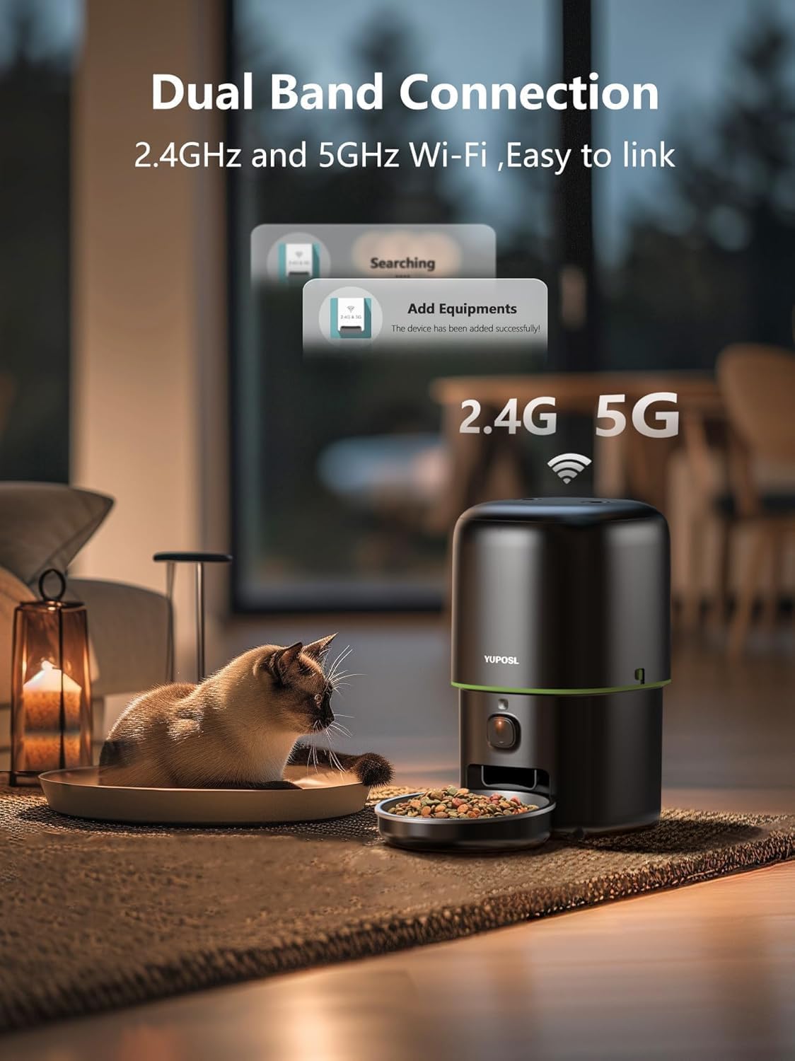 Automatic Cat Feeder with Camera - 5G WiFi Auto Cat Food Dispenser, 1080P HD Video with Night Vision, 1-15 Meals, 1-99 Portions, 2-Way Audio, Keeps Food Fresh, 4L Timed Pet Feeder Also for Dogs