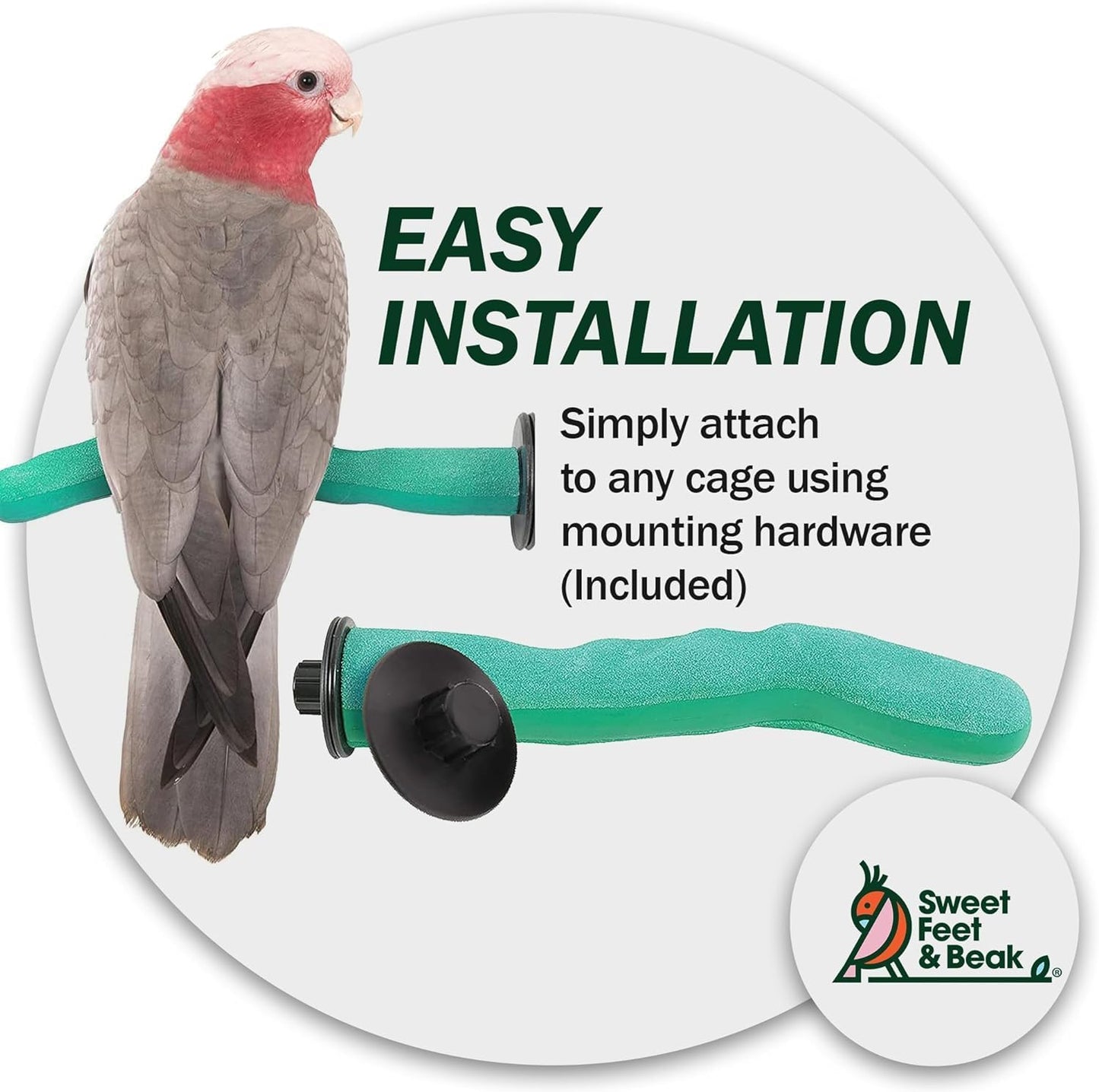 Sweet Feet & Beak Safety Pumice Bird Perch, Medium 1-1/4" X 12", Purple- Lightweight Grinding Bird Perches for Cage - Bird Nail Trimming Perch for Healthy Beak & Feet - Multi-Size & Color Parrot Stand