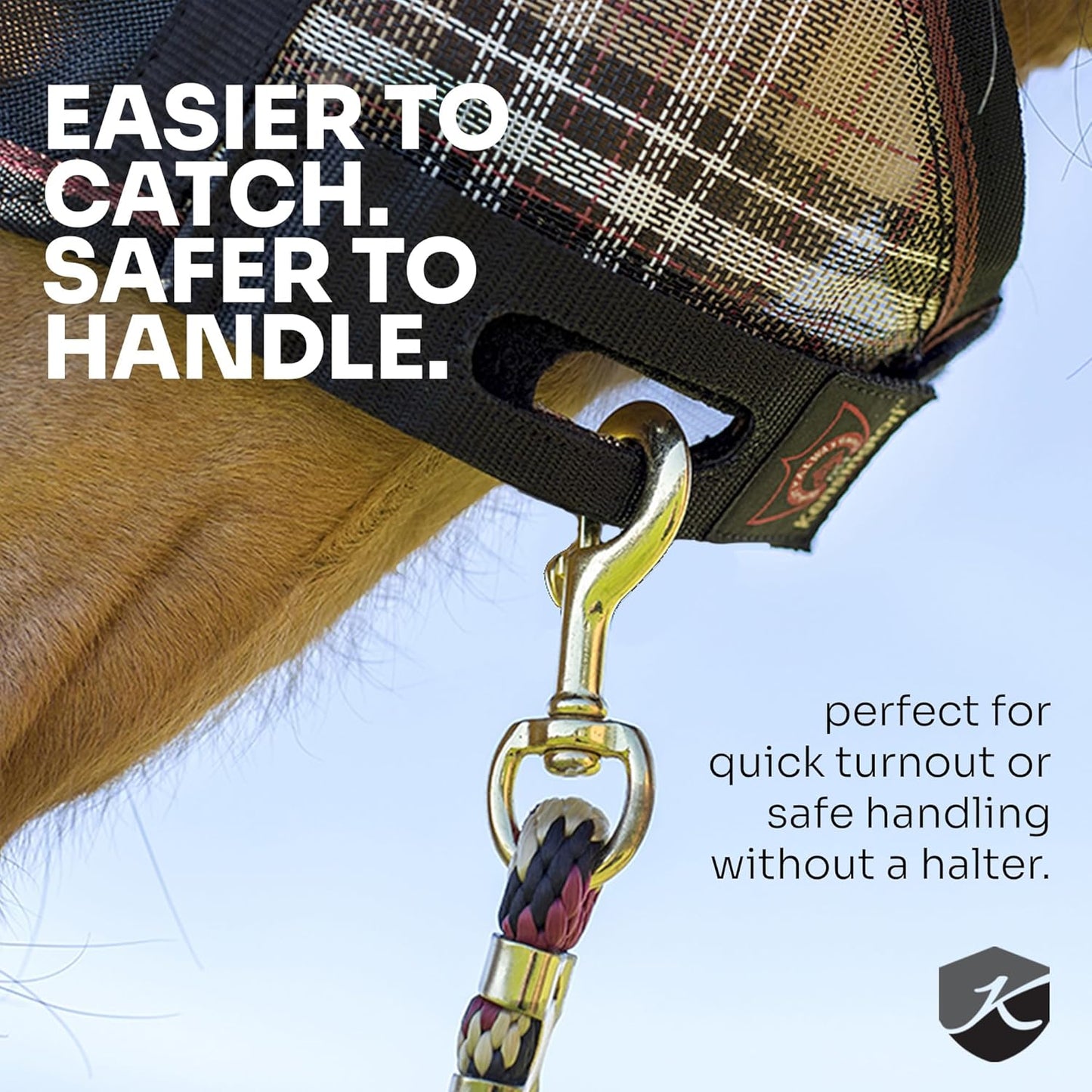 Kensington 90% UV Fly Mask Halter CatchMask UViator - Without Ears & Forelock Freedom Web Trim *Roomy Fit*- X-Large, Lavender Mint