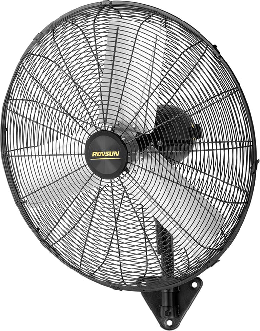 ROVSUN 30 Inch Industrial Wall Mounted Fan, Max 10600 CFM High Velocity Wall MountFan w/ 3 Speed Settings, Aluminum Blade & Dual Ball Bearing Motor, for Garage, Gym, Piano