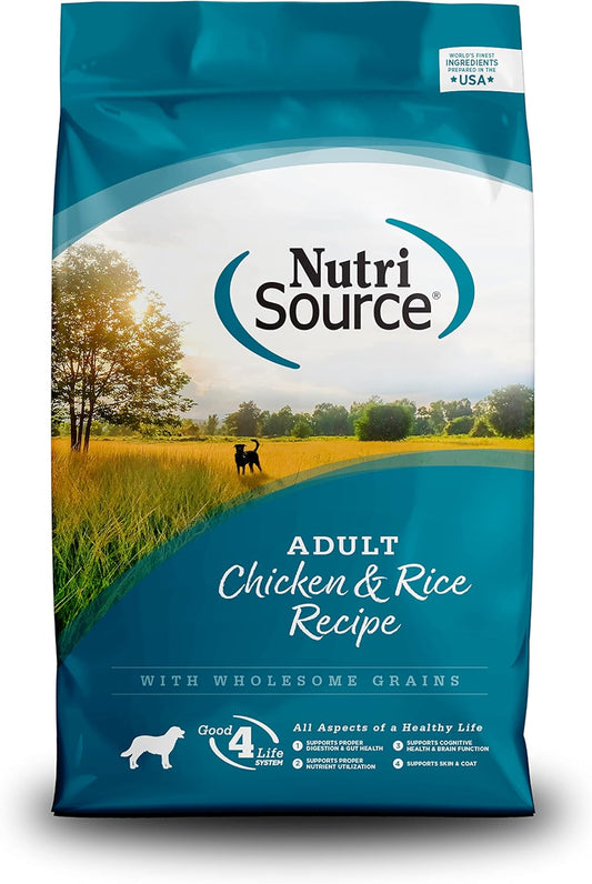NutriSource Adult Dry Dog Food, Chicken and Rice, 12LB