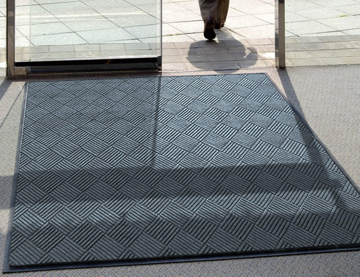 WaterHog Diamond | Commercial-Grade Entrance Mat with Rubber Border – Indoor/Outdoor, Quick Drying, Stain Resistant Door Mat (Bluestone, 4' x 6')