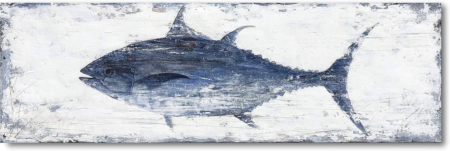 Yihui Arts Decor Abstract Fish Sealife Canvas Wall Art Prints Gallery Wrapped Ready to Hang for Coastal Bedroom Livingroom Office Wall Decoration