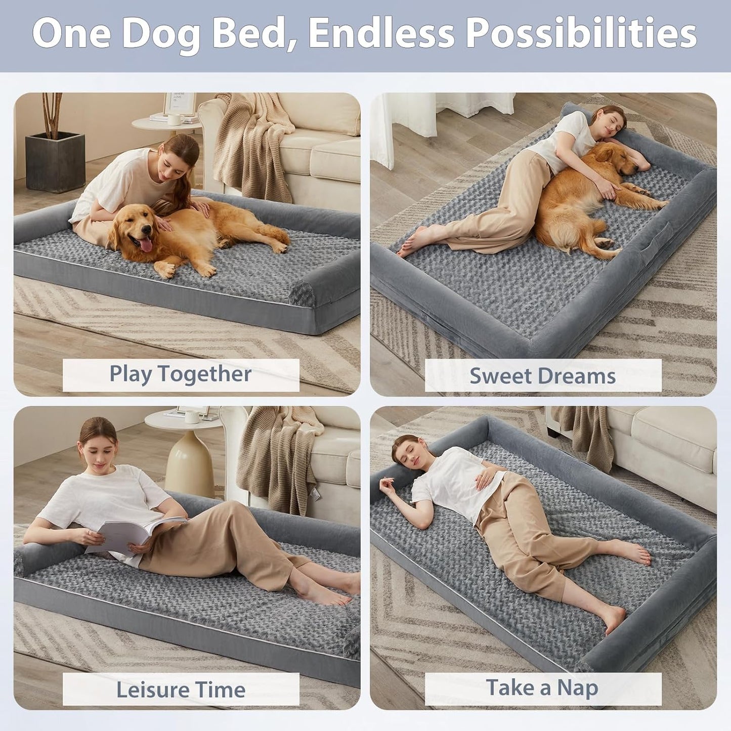 BFPETHOME Dog Beds for Large Dogs, Orthopedic Dog Bed for Medium Large Dogs,Big Waterproof Couch Pet Bed with Removable Washable Cover