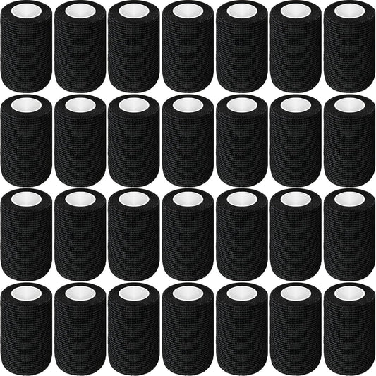 Treela 36 Pcs Self Adherent Bandage 3" X 5 Yard Wrap Breathable Cohesive Bandage Elastic Adhesive Tape for Stretch Athletic Sports Wrist Ankle(Black)