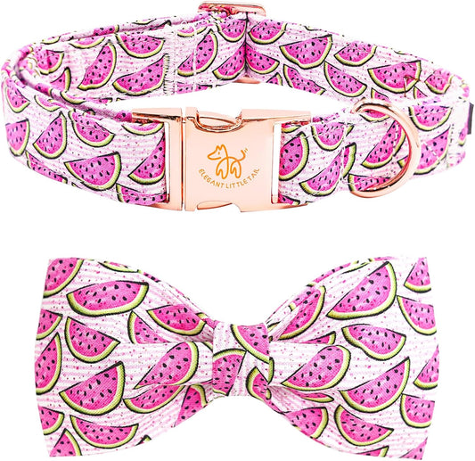 Elegant little tail Dog Collar, Watermelon Print Pet Collar Summer Dog Collar Durable Metal Buckle Dog Collars Cotton Pet Adjustable Dog Collars for Small Dogs