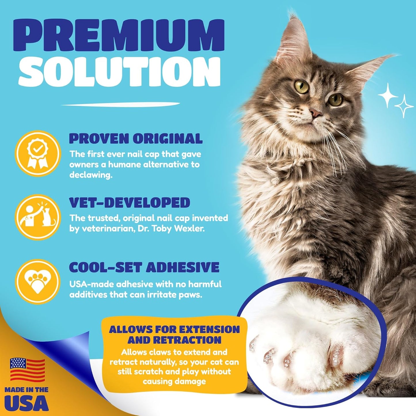Soft Claws Cat Nail Caps for Large Cats – (40 Caps, Black & Gold) - Made in USA - Veterinarian-Developed | Protects Furniture & Skin - Easy to Apply, Long-Lasting Anti-Scratch Soft Cat Claw Covers