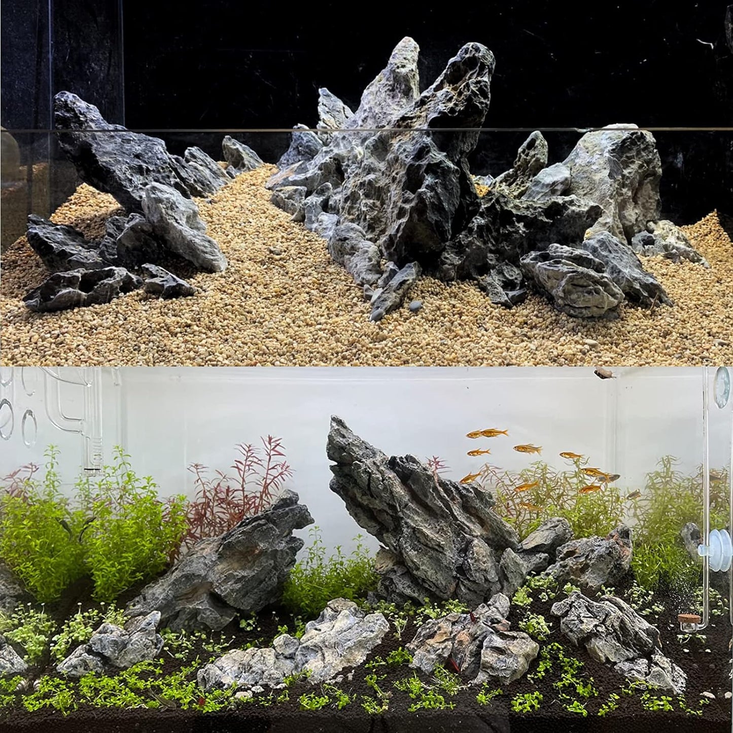 KINGRUI Aquarium Rocks Seiryu Rock Stone 44lb Dragon Stone for Aquarium Landscaping Models Fish Tank Decoration Reptile and Amphibian enclosures 3 to 9 inch