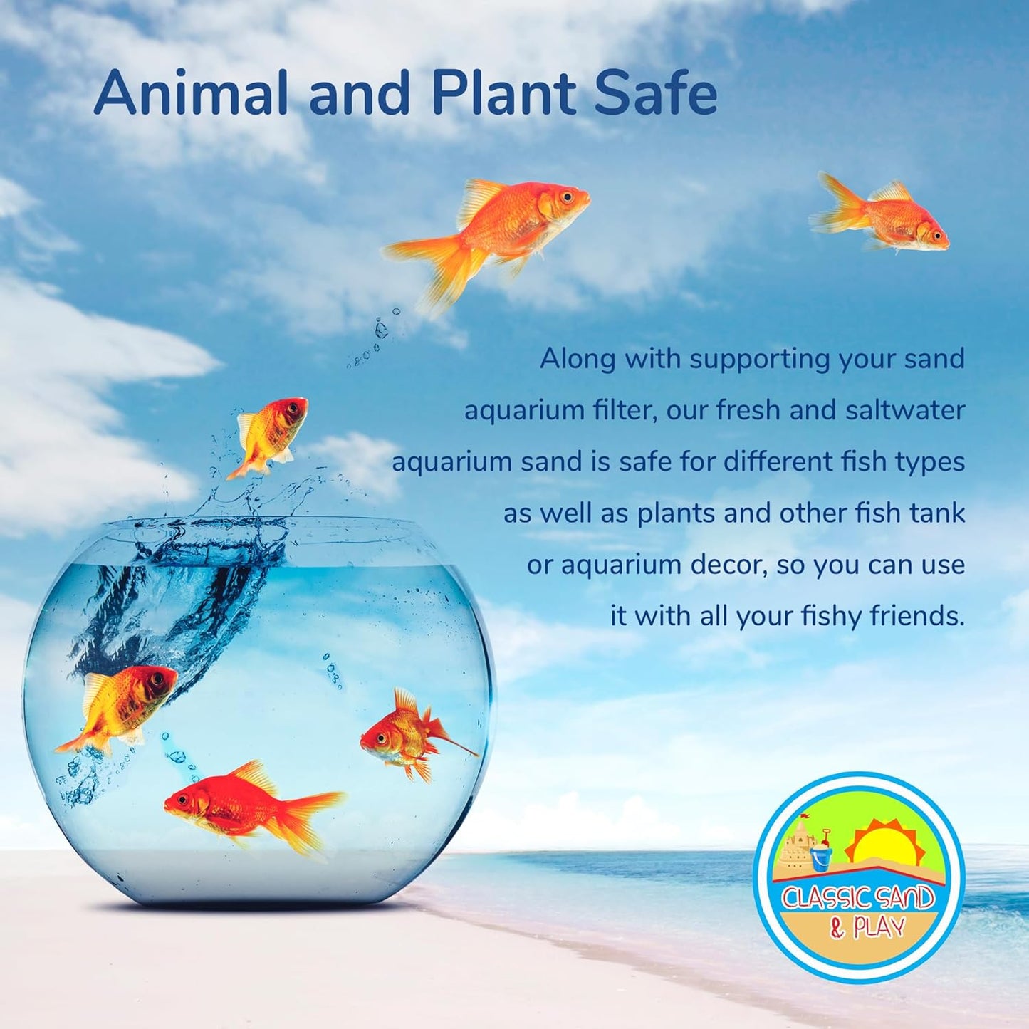 CLASSIC SAND & PLAY Natural Aquarium Sand for Freshwater and Saltwater Tanks, 40 lb. Bag, Improves Filter Life and Filtration Process, Pre-Washed Fine Sand, Green